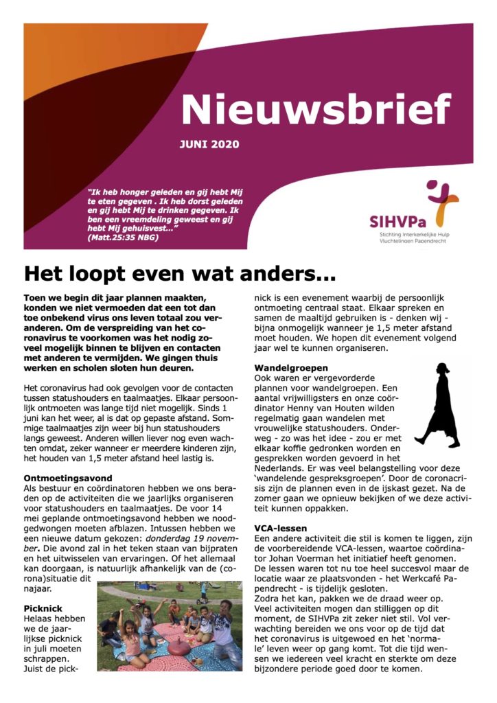 Nieuwsbrief juni 2020