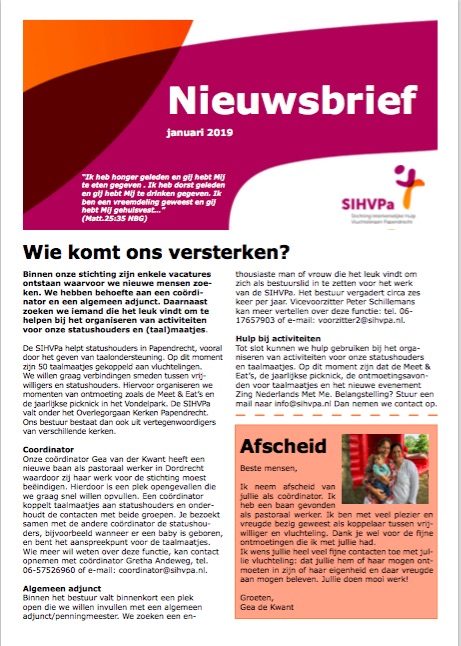 Nieuwsbrief jan 2019