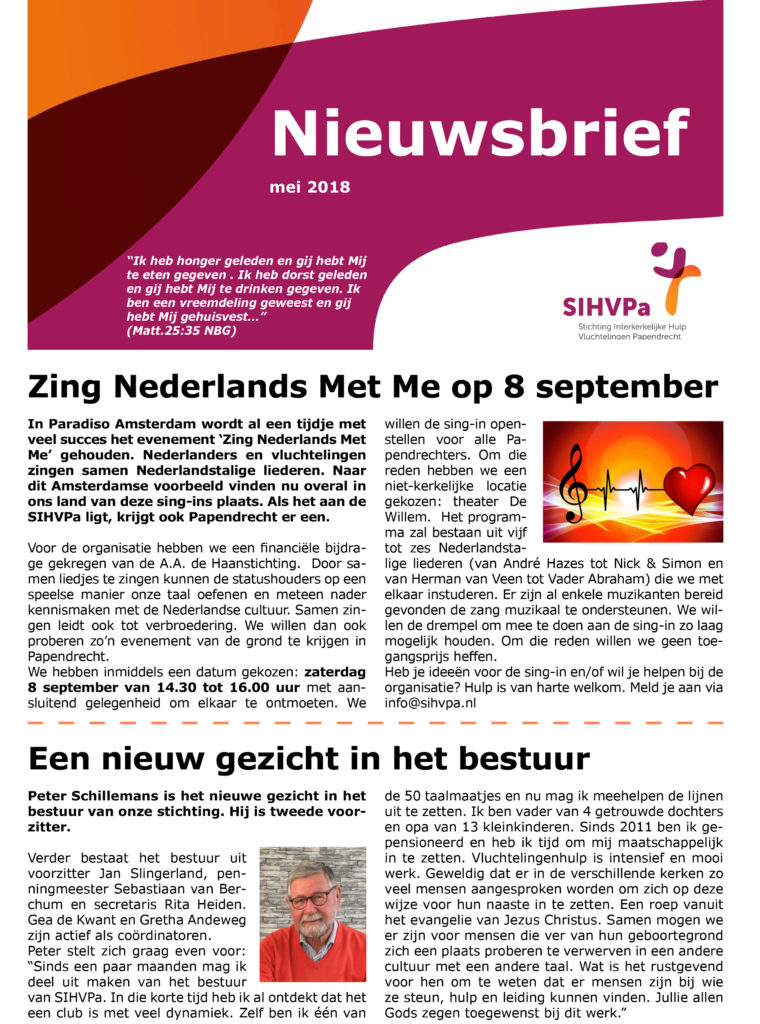 Nieuwsbrief mei 2018